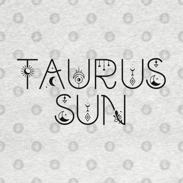 Taurus sun sign celestial typography by lilacleopardco